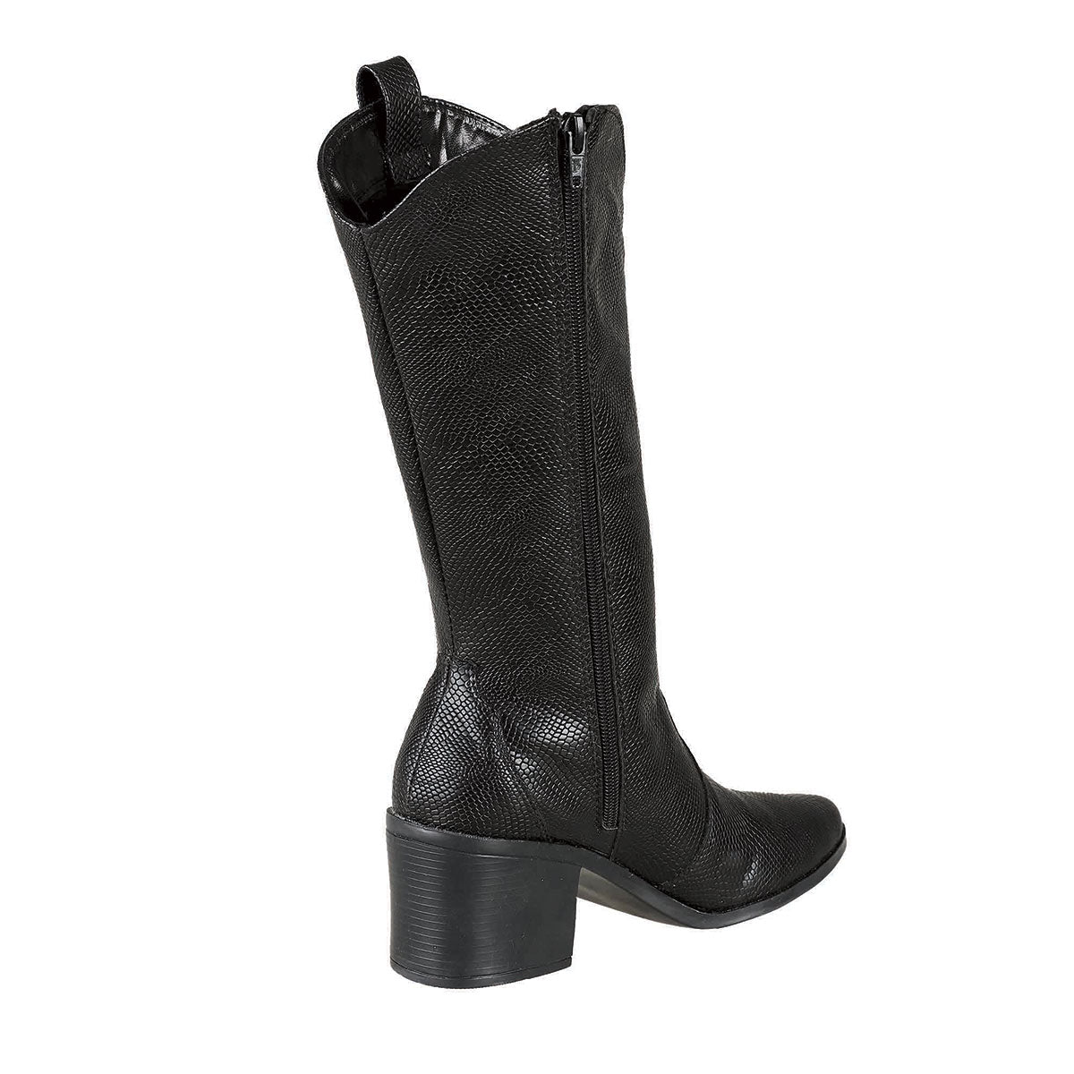 Bota Vaquera Larga Para Mujer Castalia Negro 139-26