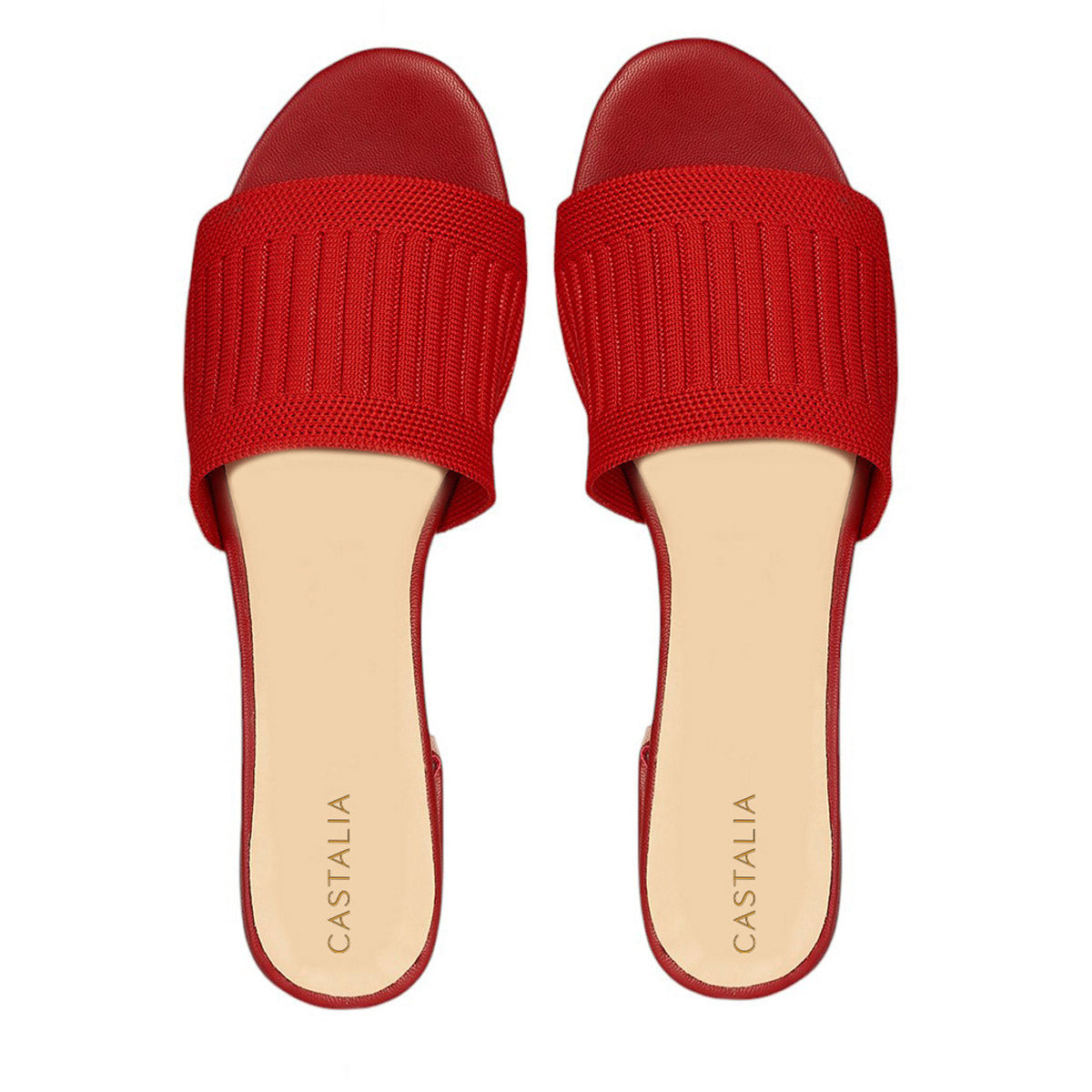 Tacón Bajo Para Mujer CASTALIA 139-38 Rojo Tejido