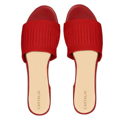 Tacón Bajo Para Mujer CASTALIA 139-38 Rojo Tejido