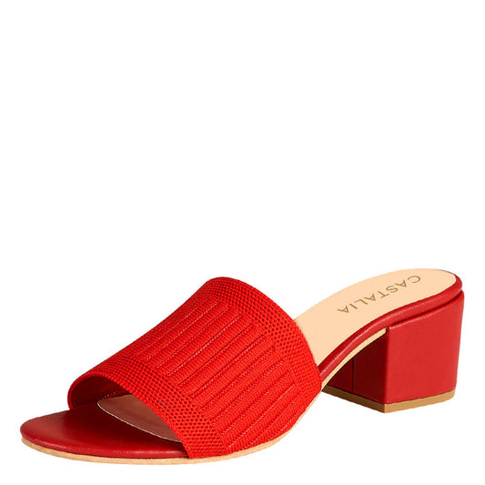Tacón Bajo Para Mujer CASTALIA 139-38 Rojo Tejido
