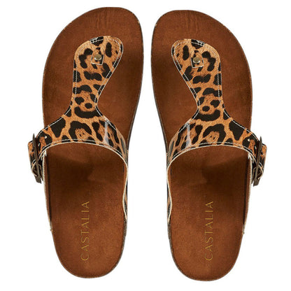 Huarache Para Mujer CASTALIA Animal Print Hebilla Ajustable