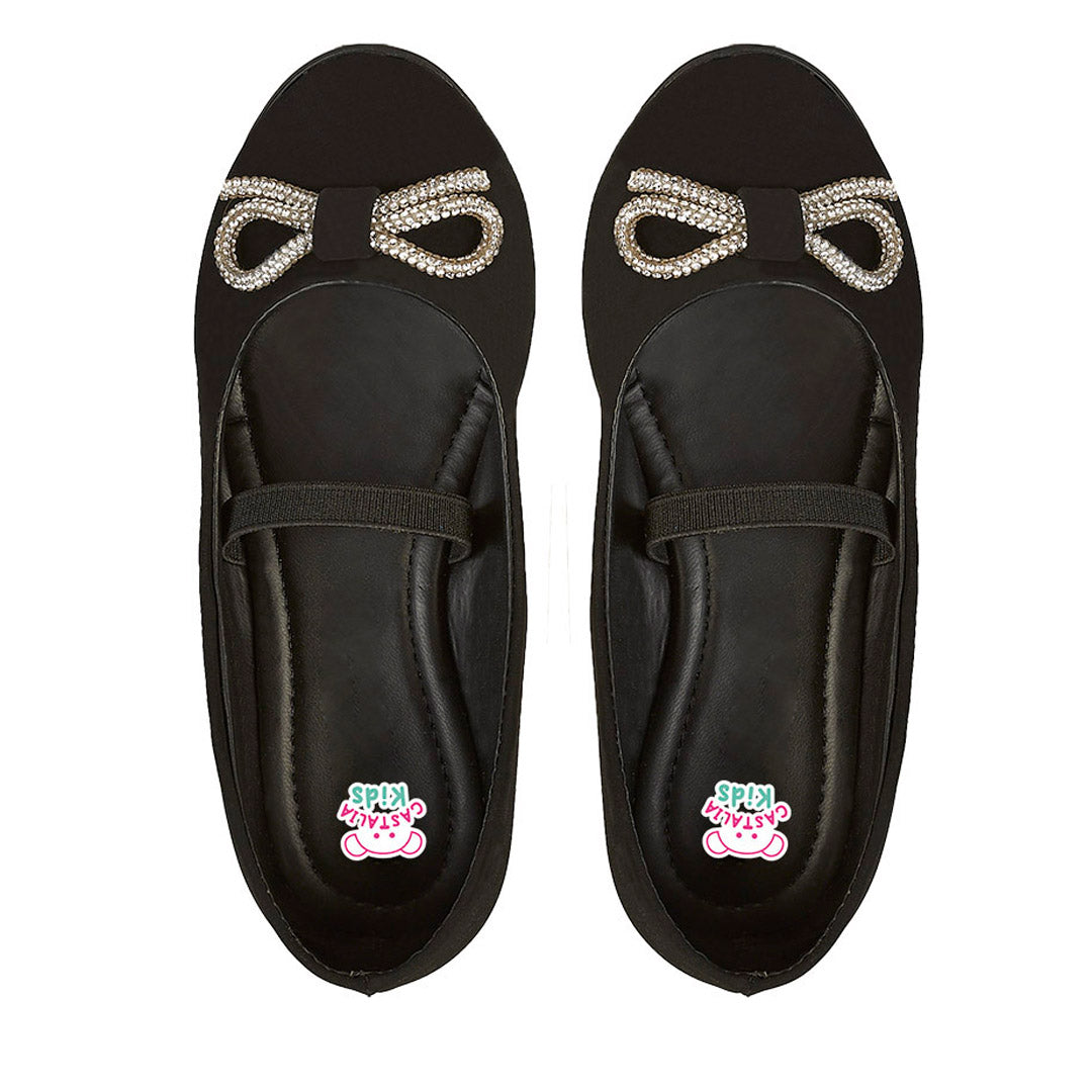 Balerina Para Niña Castalia 146-22 Negro Moño De Pedrería
