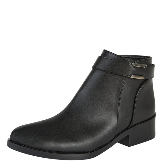 Botín Para Mujer Castalia 178-011 Negro Con Detalle Plateado
