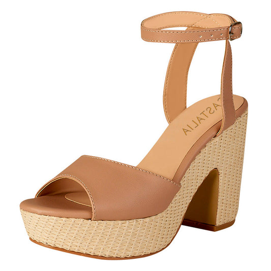 Tacón Para Mujer CASTALIA 182-117 Latte Correa en el Tobillo