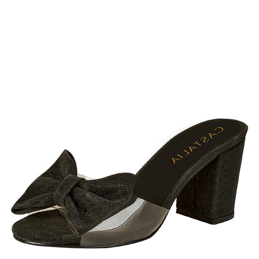 Tacón Para Mujer CASTALIA 182-150 Negro Brilloso con Moño