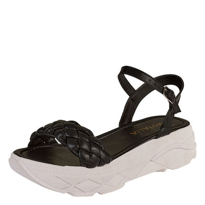 Sandalia Para Mujer CASTALIA 182-54 Negra Detalle de Trenza