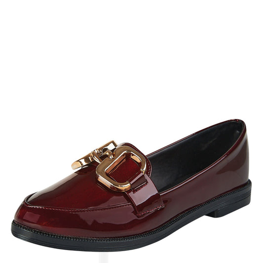 Balerina Charol Mujer Castalia 185-015 Merlot Hebilla Dorado