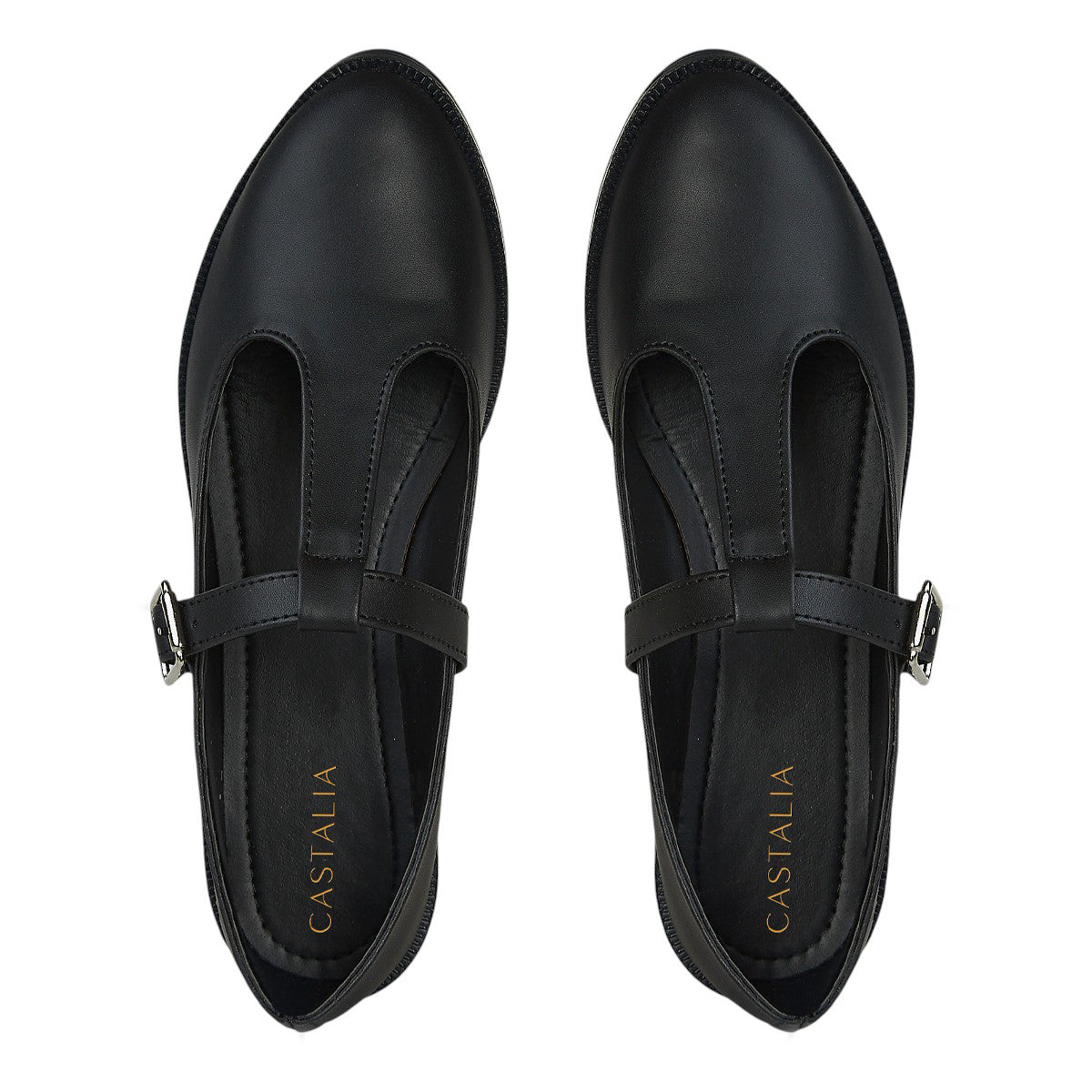 Balerina Para Mujer Castalia 185-014 Negro Hebilla Ajustable