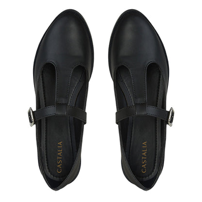 Balerina Para Mujer Castalia 185-014 Negro Hebilla Ajustable