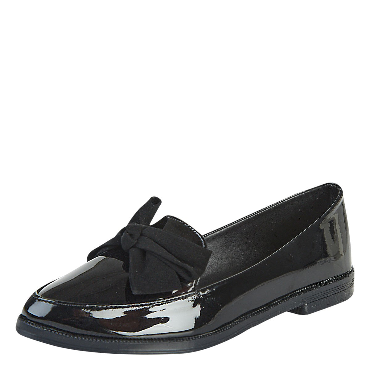 Balerina De Charol Para Mujer Castalia 185-16 Negro Con Moño