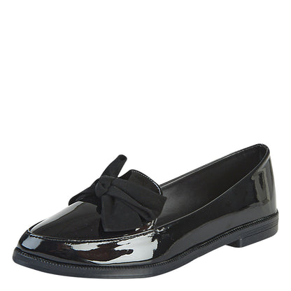 Balerina De Charol Para Mujer Castalia 185-16 Negro Con Moño