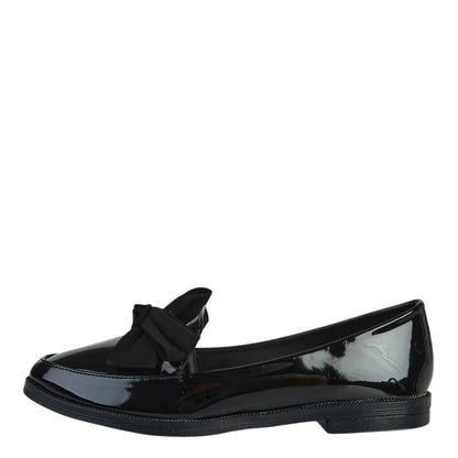 Balerina De Charol Para Mujer Castalia 185-16 Negro Con Moño