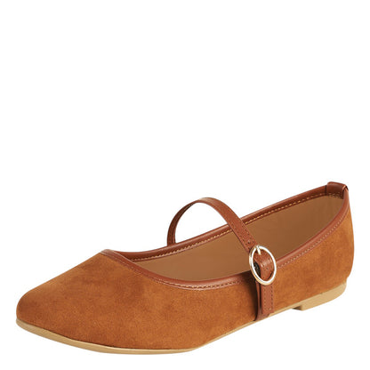 Balerina De Gamuza Para Mujer Castalia Hebilla Ajustable