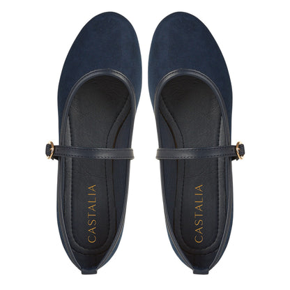 Balerina De Gamuza Para Mujer Castalia Hebilla Ajustable
