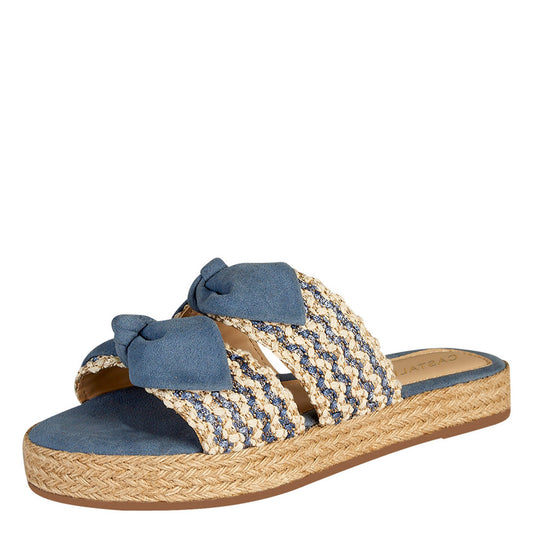 Sandalia Para Mujer CASTALIA 191-54 Azul Detalle de Moño