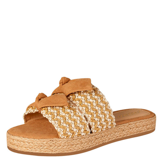 Sandalia Para Mujer CASTALIA 191-55 Camel Detalle de Moño