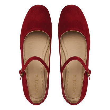 Balerina De Gamuza Para Mujer Castalia Hebilla Ajustable