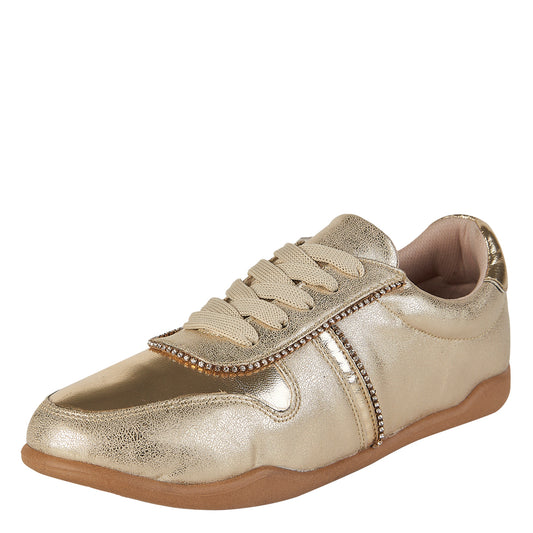 Tenis Urbano Para Mujer Castalia 191-74 Dorado Con Pedreria