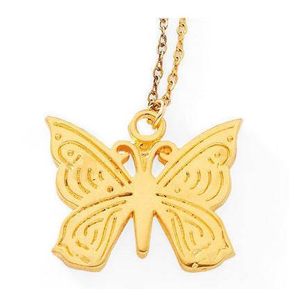Collar con Dije de Mariposa Para Mujer 2002-09 Chapa de Oro