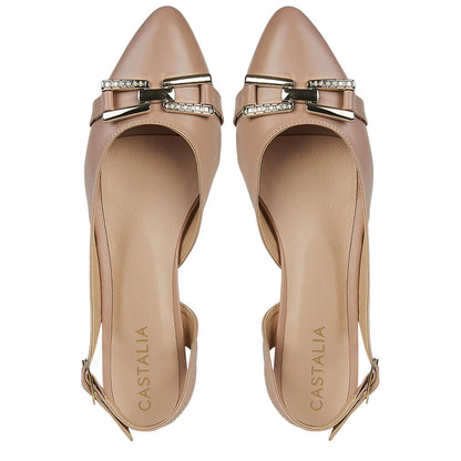 Balerina Para Mujer CASTALIA 220-102 Nude Detalle De Dorado