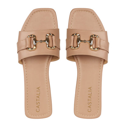 Sandalia De Piso Para Mujer CASTALIA 220-106 Detalle Dorado