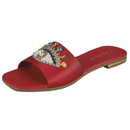 Sandalia Para Mujer CASTALIA Rojo 220-64 con Pedreria