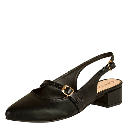 Tacón Bajo Para Mujer CASTALIA 220-86 Negro Doble Correa