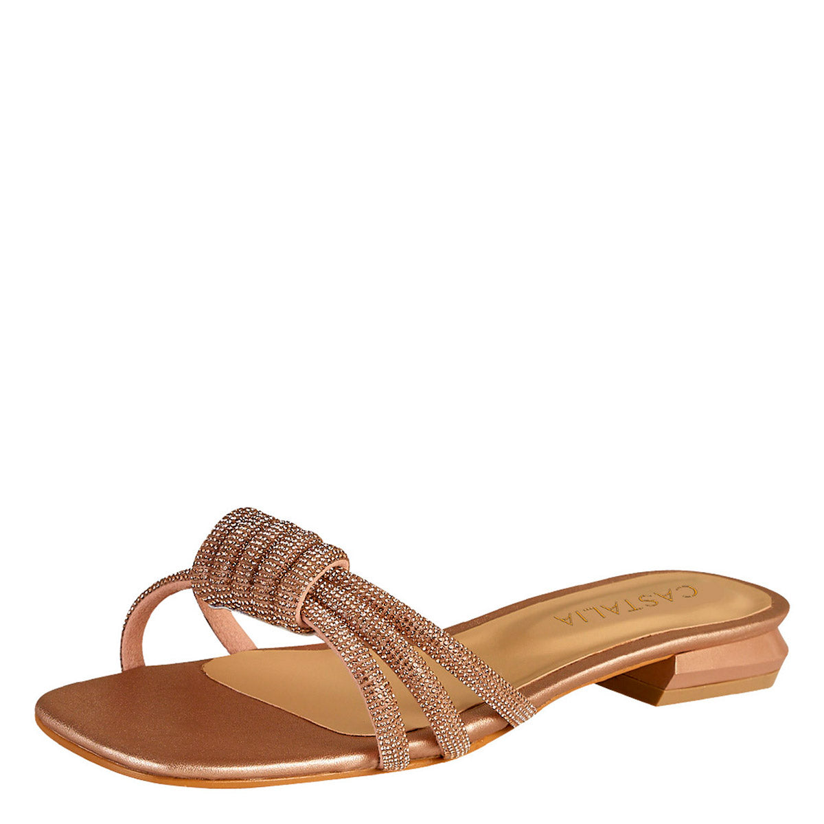 Sandalia Para Mujer CASTALIA 246-89 Oro Rosado con Pedrería
