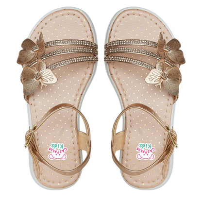 Huarache Para Niña Castalia Detalle De Mariposas Y Pedrería