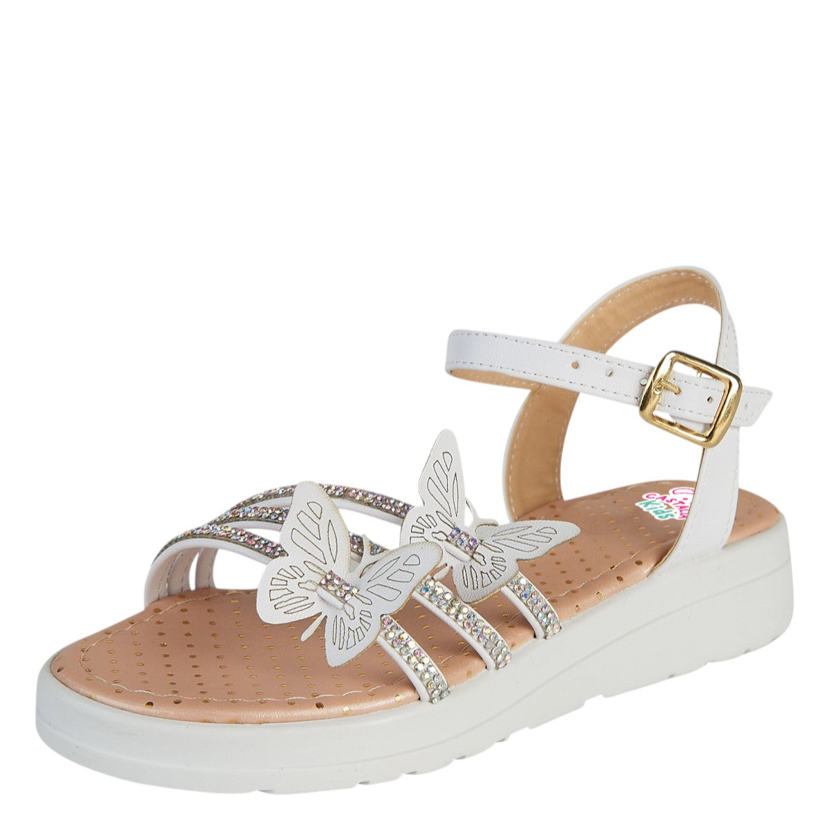 Huarache Para Niña Castalia Detalle De Mariposas Y Pedrería