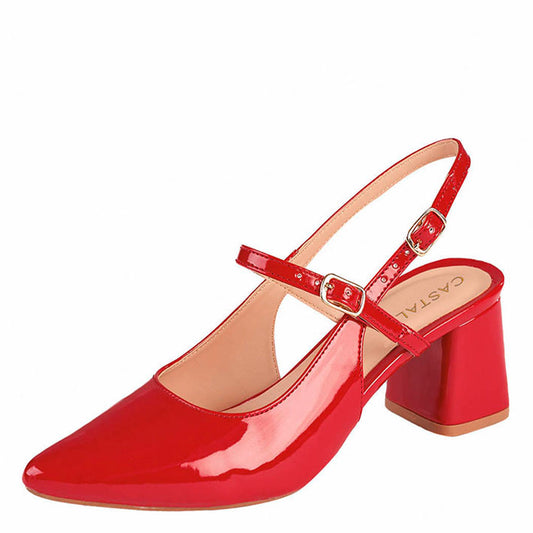 Tacón de Charol Para Mujer CASTALIA 288-04 Rojo Doble Ajuste