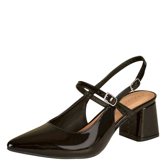 Tacón De Charol Mujer CASTALIA 288-07 Negro Doble Ajuste