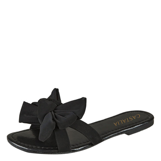 Sandalia Para Mujer CASTALIA Negro Buck con Moño 319-03