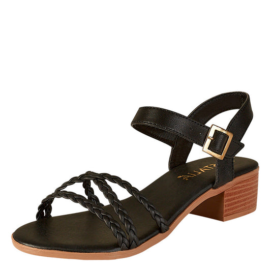 Tacón Bajo Para Mujer CASTALIA 329-82 Negro Detalle Trenzas