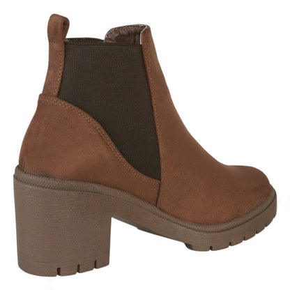 Botín Gamuza Para Mujer Castalia 329-93 Madera Elástico Ajustable