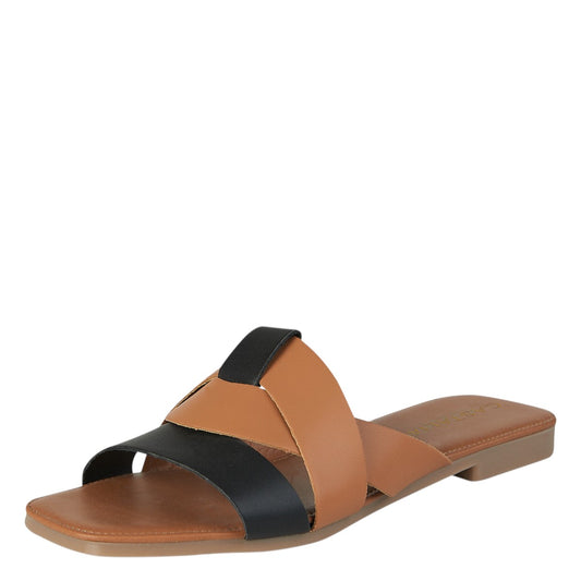 Sandalia De Piso Para Mujer Castalia 337-79 Negro Con Camel