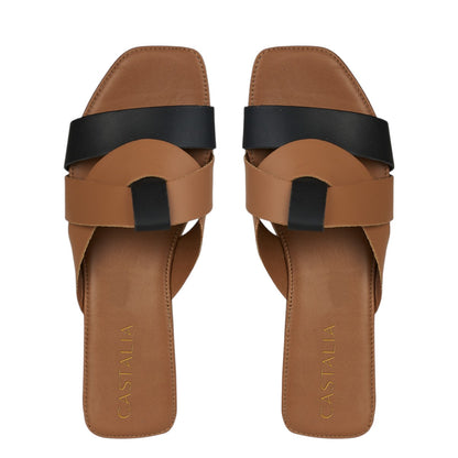 Sandalia De Piso Para Mujer Castalia 337-79 Negro Con Camel