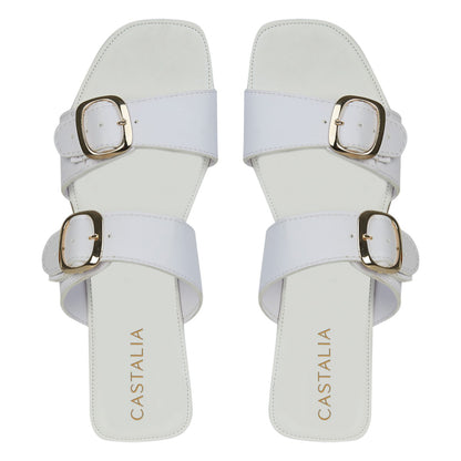 Sandalia Piso Para Mujer Castalia 337-84 Blanco Doble Ajuste