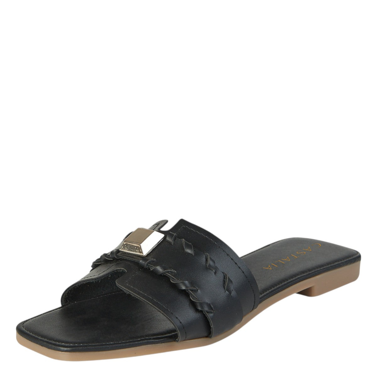 Sandalia Piso Para Mujer Castalia 337-89 Negro Con Estoperol