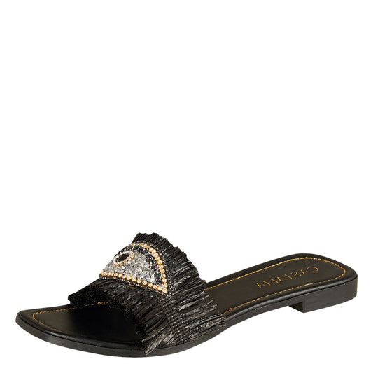 Sandalia Para Mujer CASTALIA 358-03 Negro con Pedreria