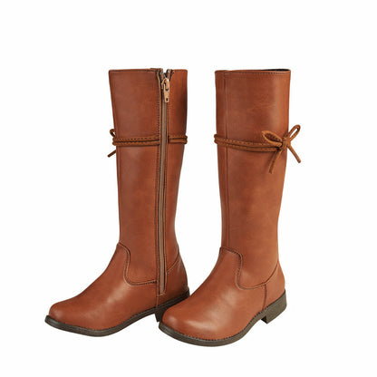 Botas Larga Para Niña CASTALIA 382-54 Camel Detalle de Moño