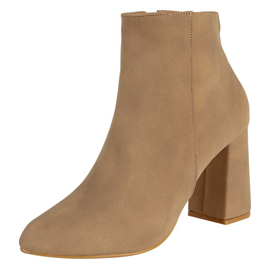 Botín De Gamuza Para Mujer Castalia 246-93 Beige