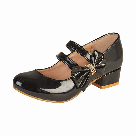 Tacón de Charol Para Niña CASTALIA 500-15 Negro Detalle Moño
