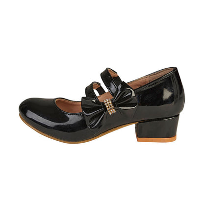 Tacón de Charol Para Niña CASTALIA 500-15 Negro Detalle Moño