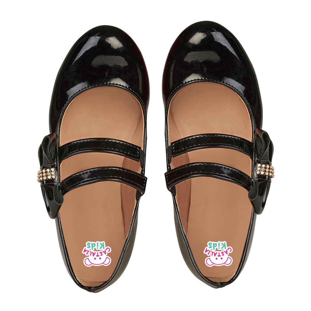 Tacón de Charol Para Niña CASTALIA 500-15 Negro Detalle Moño