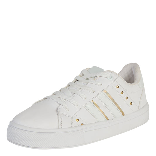 Tenis Blanco Para Mujer Castalia 505-12 Detalles Dorados