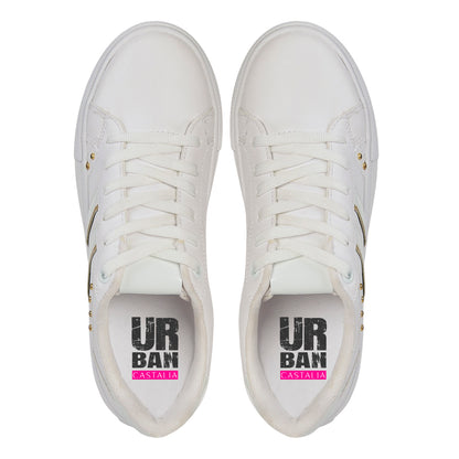 Tenis Blanco Para Mujer Castalia 505-12 Detalles Dorados