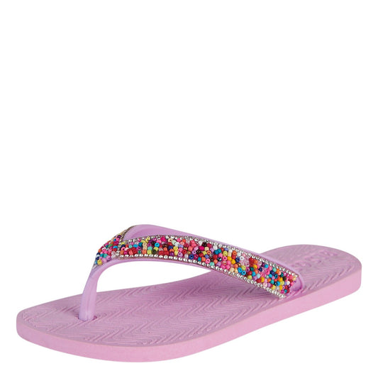 Sandalia De Baño Para Niña Castalia Lila Cuentas Decorativas