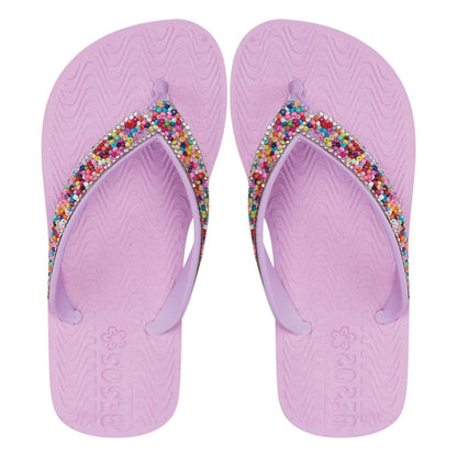 Sandalia De Baño Para Niña Castalia Lila Cuentas Decorativas