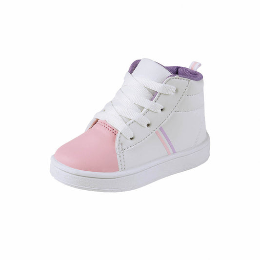 Tenis Tipo Bota Bebe Niña CASTALIA 520-47 Blanco y Rosa